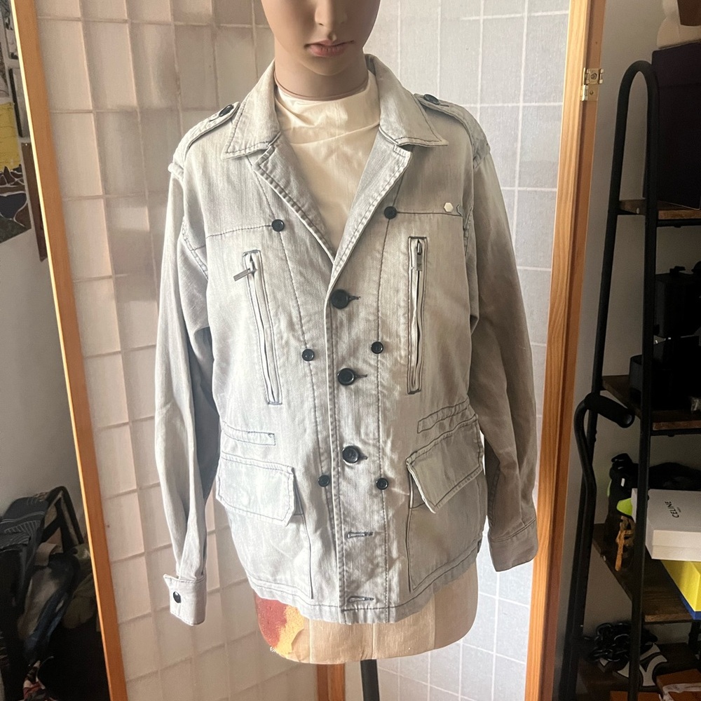 Vintage Womens  Gray Double-Breasted Jacket